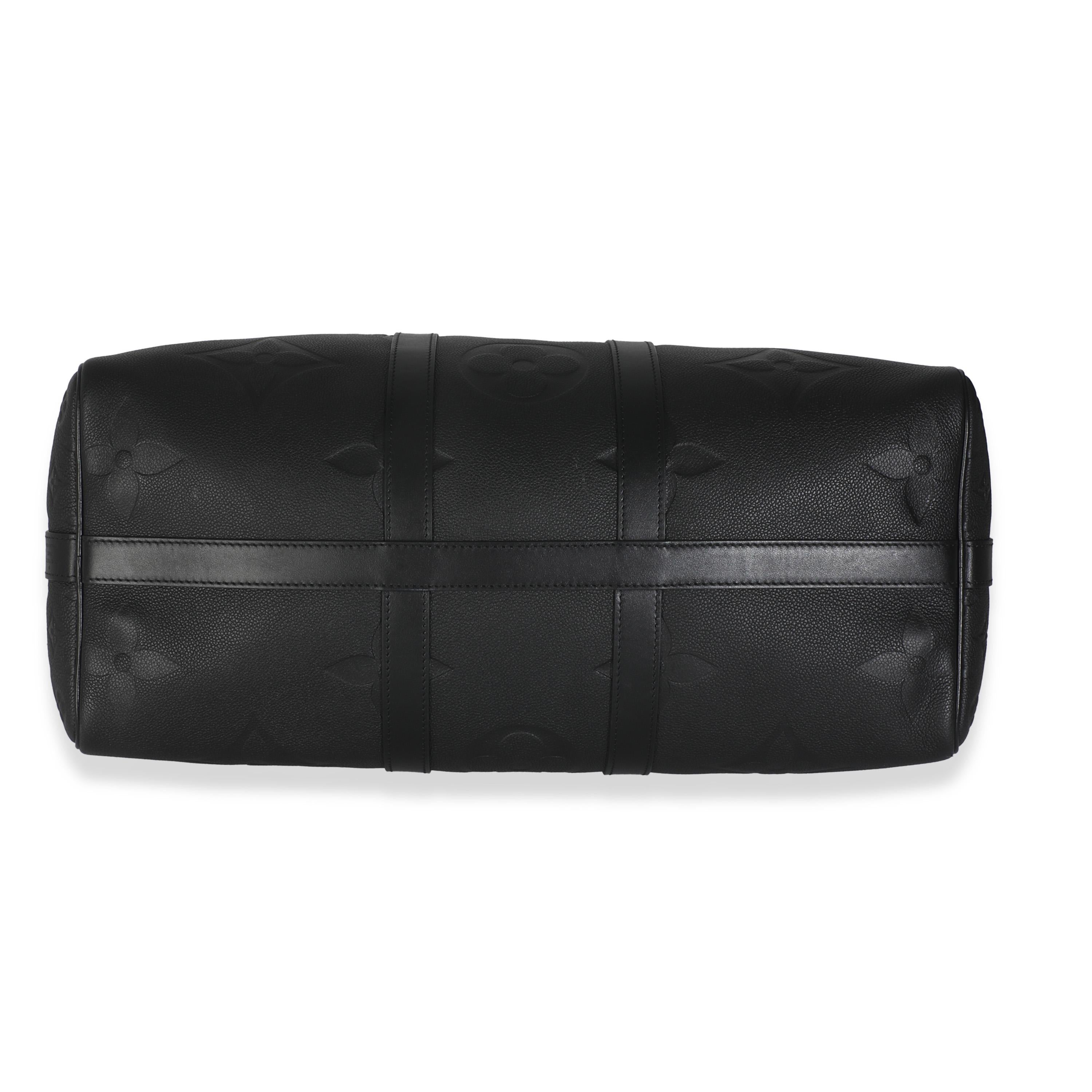 Louis Vuitton Black Monogram Empreinte Giant Keepall Bandouliere 45 in vendita 3