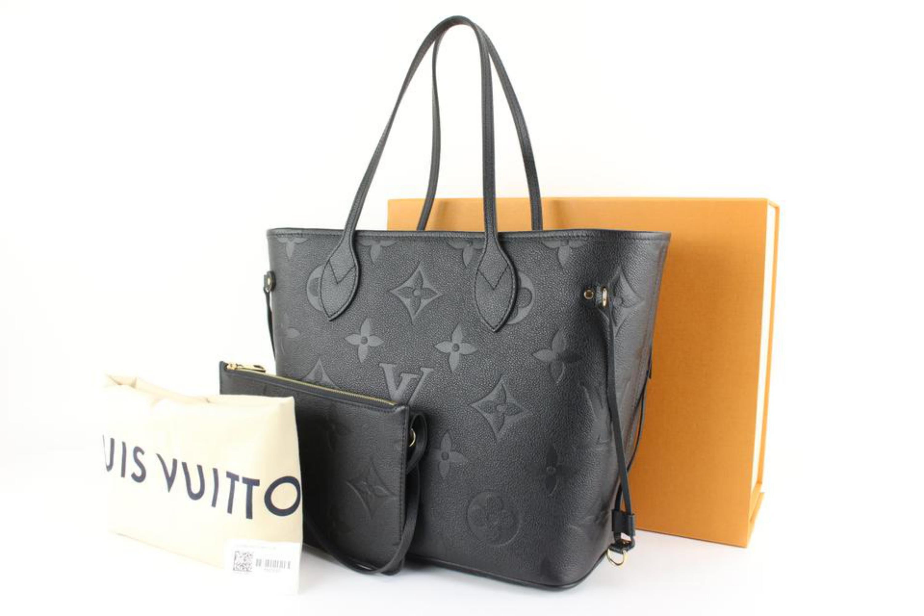 Louis Vuitton Black Monogram Empreinte Giant Neverfull MM with Pouch 75lv825s 3