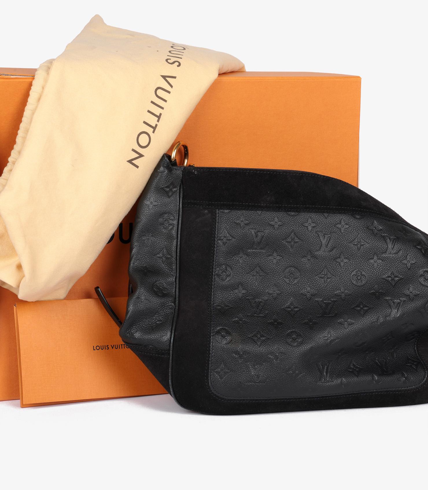Louis Vuitton Black Monogram Empreinte Leather & Black Suede Audacieuse GM For Sale 6