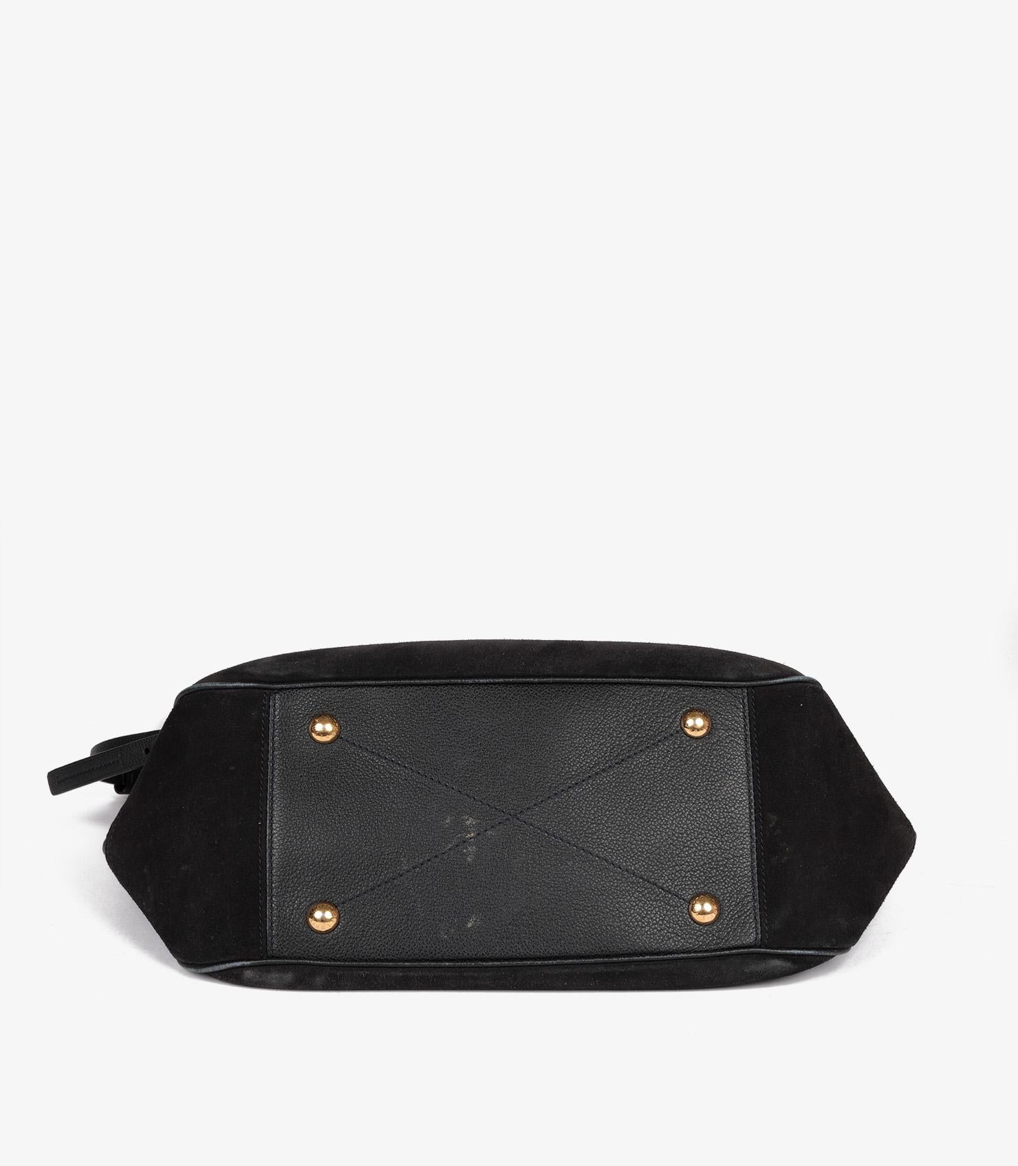 Louis Vuitton Black Monogram Empreinte Leather & Black Suede Audacieuse GM For Sale 2