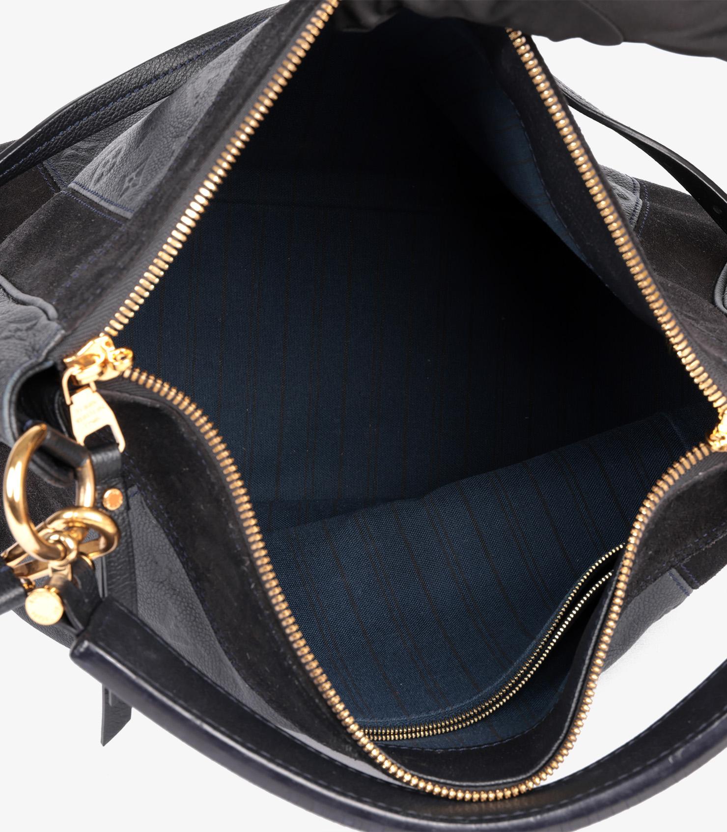 Louis Vuitton Black Monogram Empreinte Leather & Black Suede Audacieuse GM For Sale 5