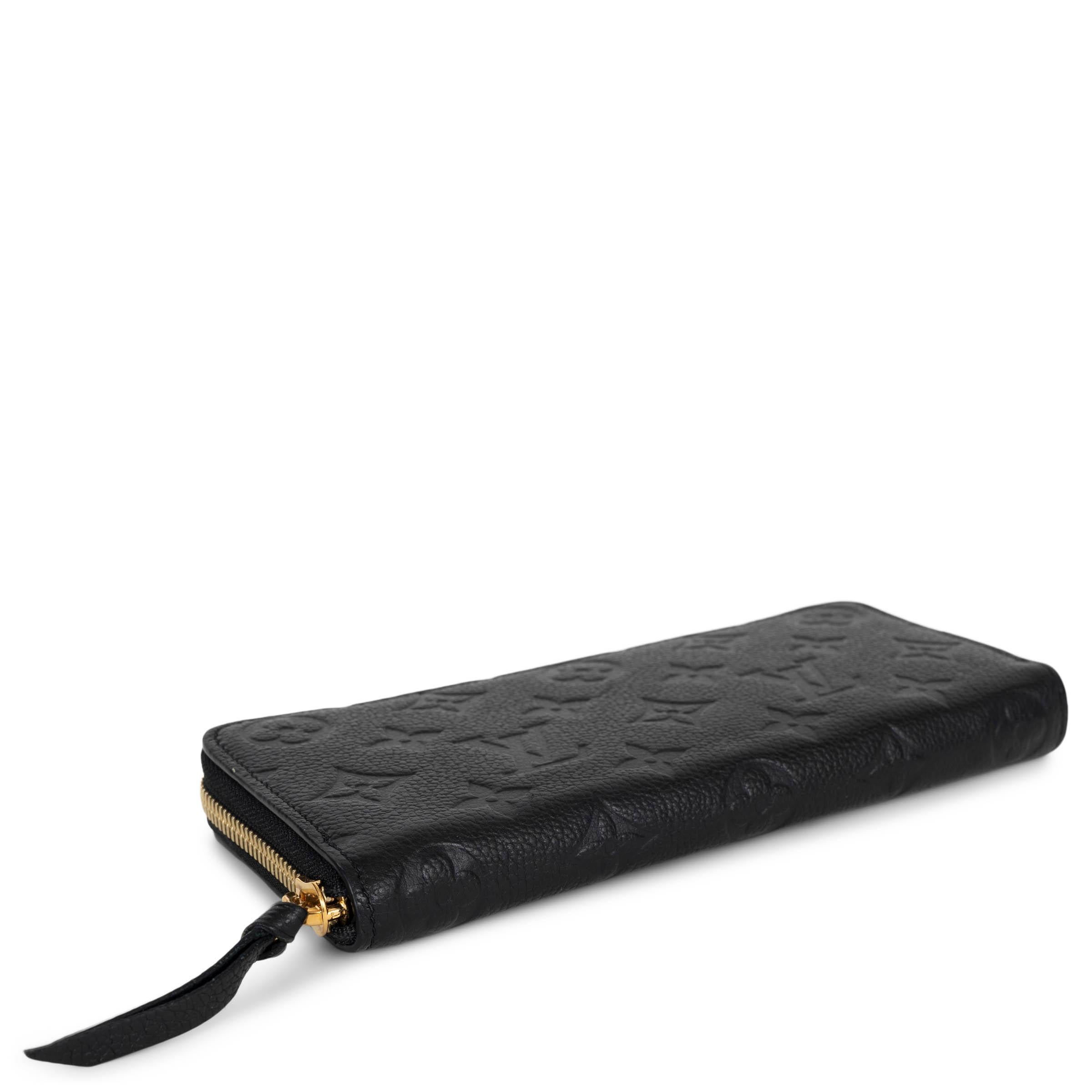 LOUIS VUITTON black Monogram Empreinte leather CLEMENCE Wallet In Excellent Condition For Sale In Zürich, CH