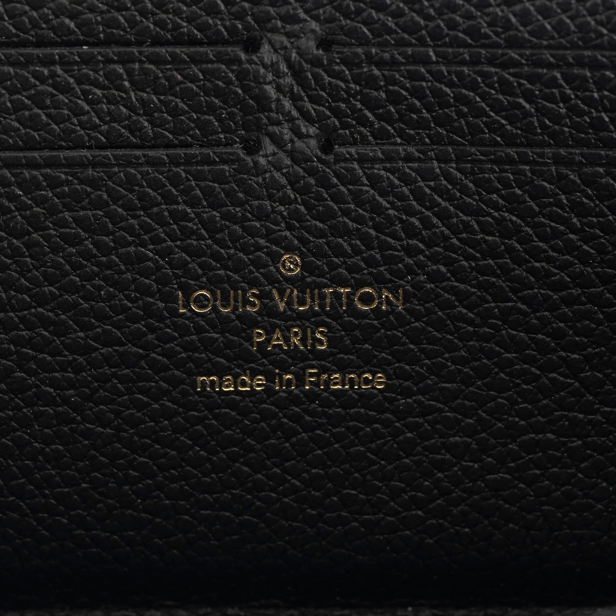 LOUIS VUITTON black Monogram Empreinte leather CLEMENCE Wallet For Sale 1