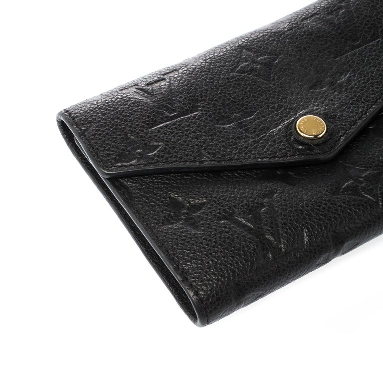 Louis Vuitton Black Monogram Empreinte Leather Curieuse Compact Wallet For Sale at 1stdibs
