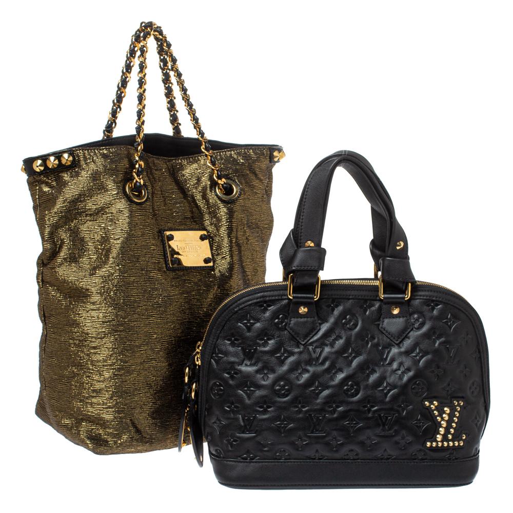 Women's Louis Vuitton Black Monogram Empreinte Leather Double Jeu Neo Alma Bag