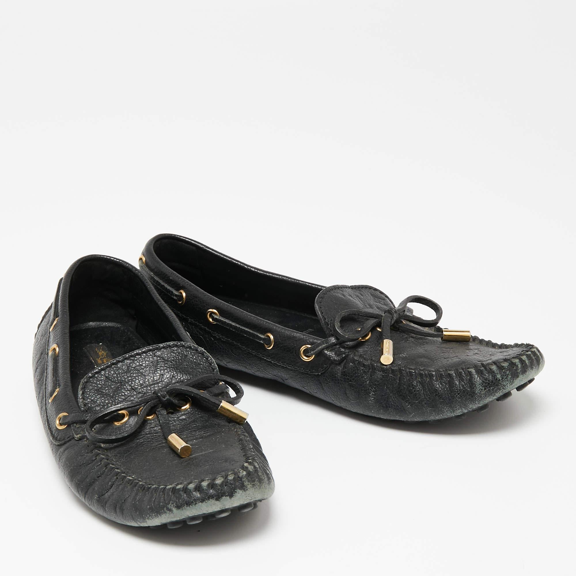 Women's Louis Vuitton Black Monogram Empreinte Leather Gloria Loafers Size 37.5