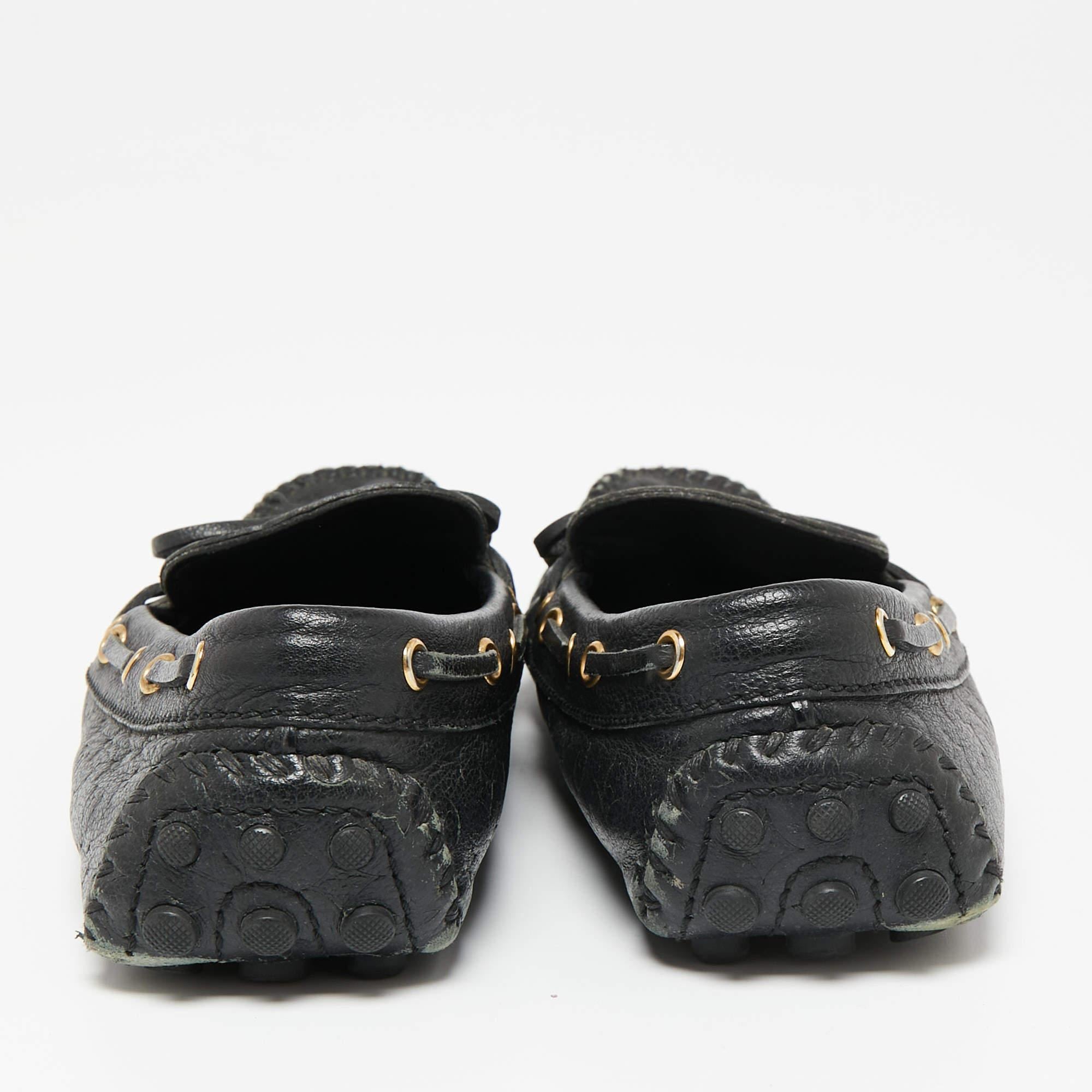 Louis Vuitton Black Monogram Empreinte Leather Gloria Loafers Size 37.5 1