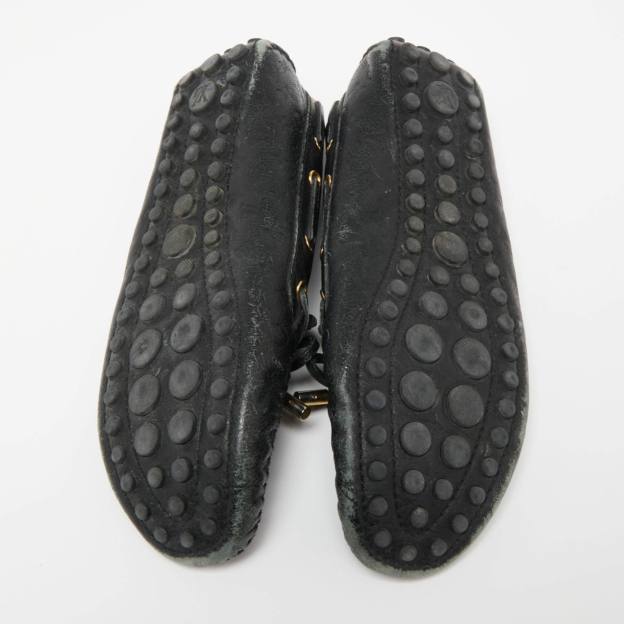 Louis Vuitton Black Monogram Empreinte Leather Gloria Loafers Size 37.5 2