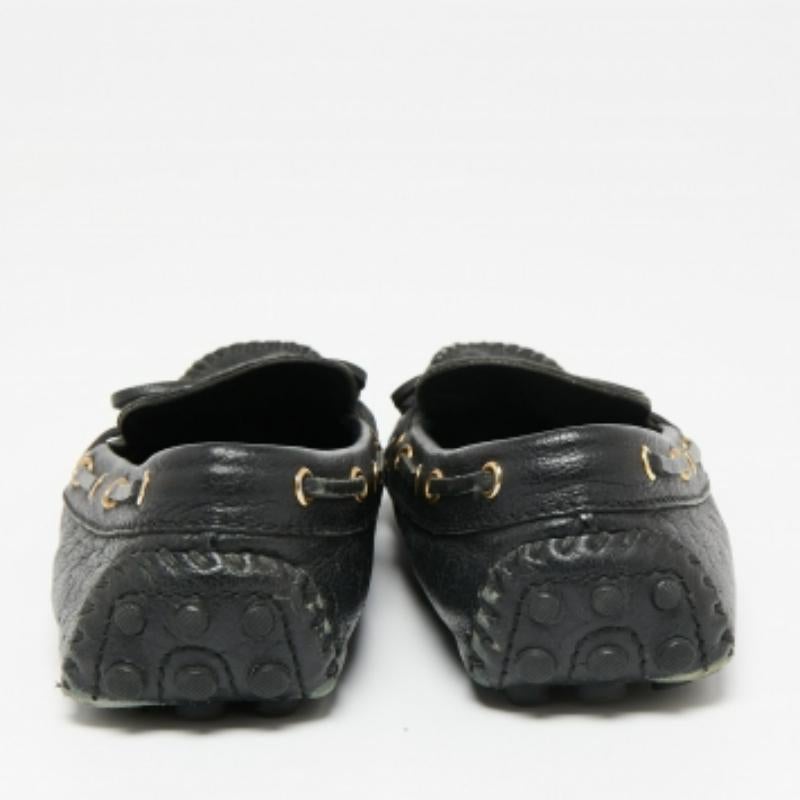 Louis Vuitton Black Monogram Empreinte Leather Gloria Loafers Size 37.5 For Sale 2