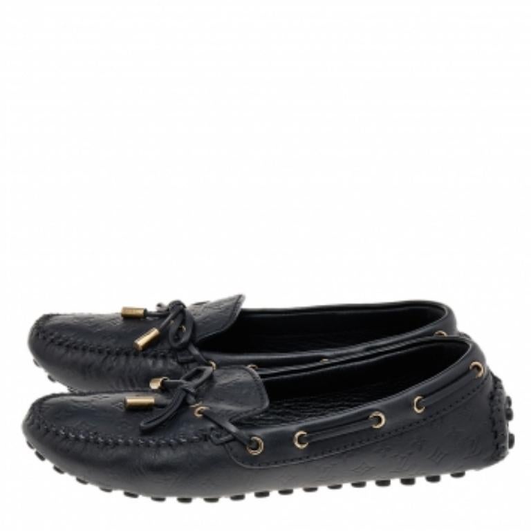 Loafers like these ones from Louis Vuitton are worth every penny because they epitomize both comfort and style. These Gloria loafers are made from Monogram leather on the exterior with gold-toned accents decorating their vamps. They showcase a