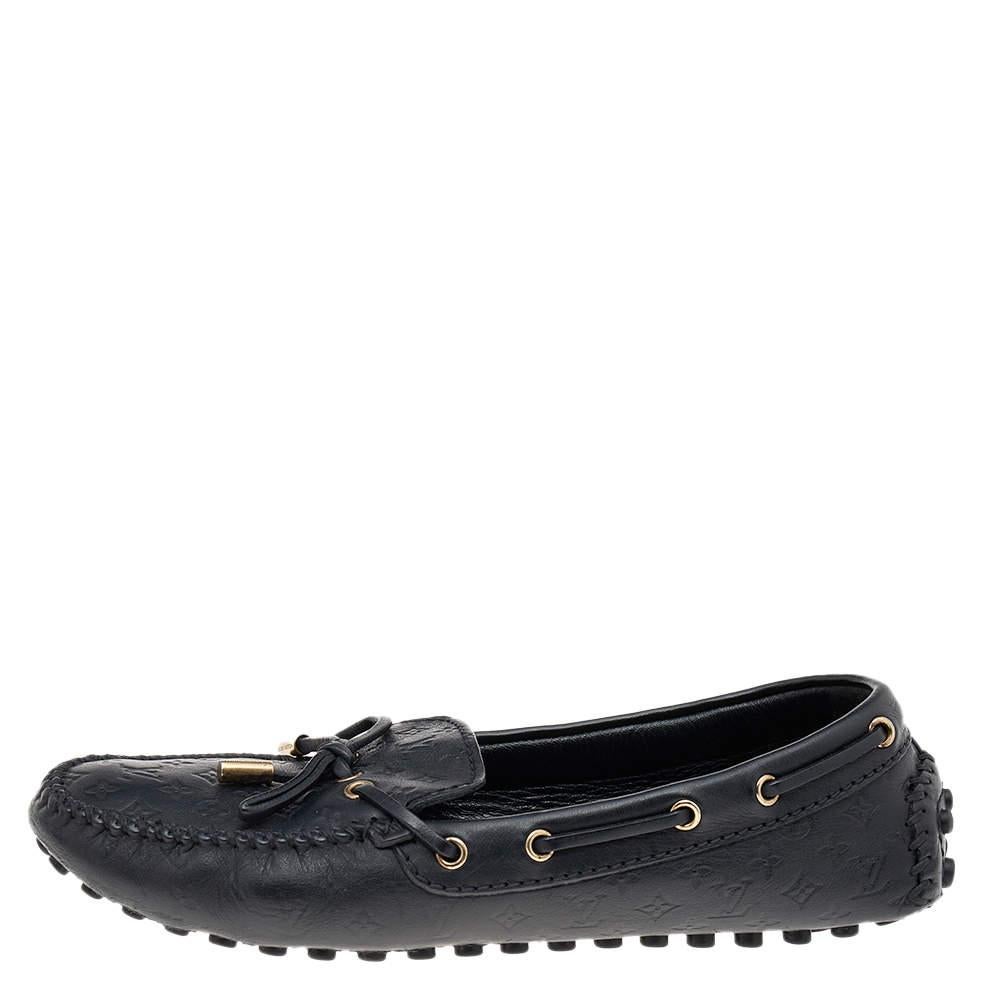 Loafers like these ones from Louis Vuitton are worth every penny because they epitomize both comfort and style. These Gloria loafers are made from Monogram leather on the exterior with gold-toned accents decorating their vamps. They showcase a