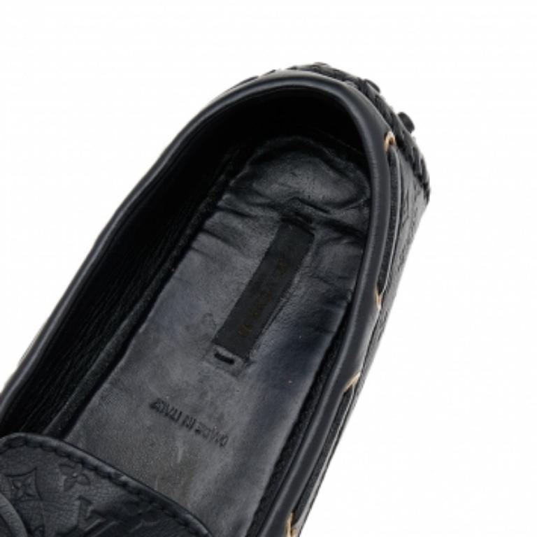 Louis Vuitton Black Monogram Empreinte Leather Gloria Loafers Size 38 1