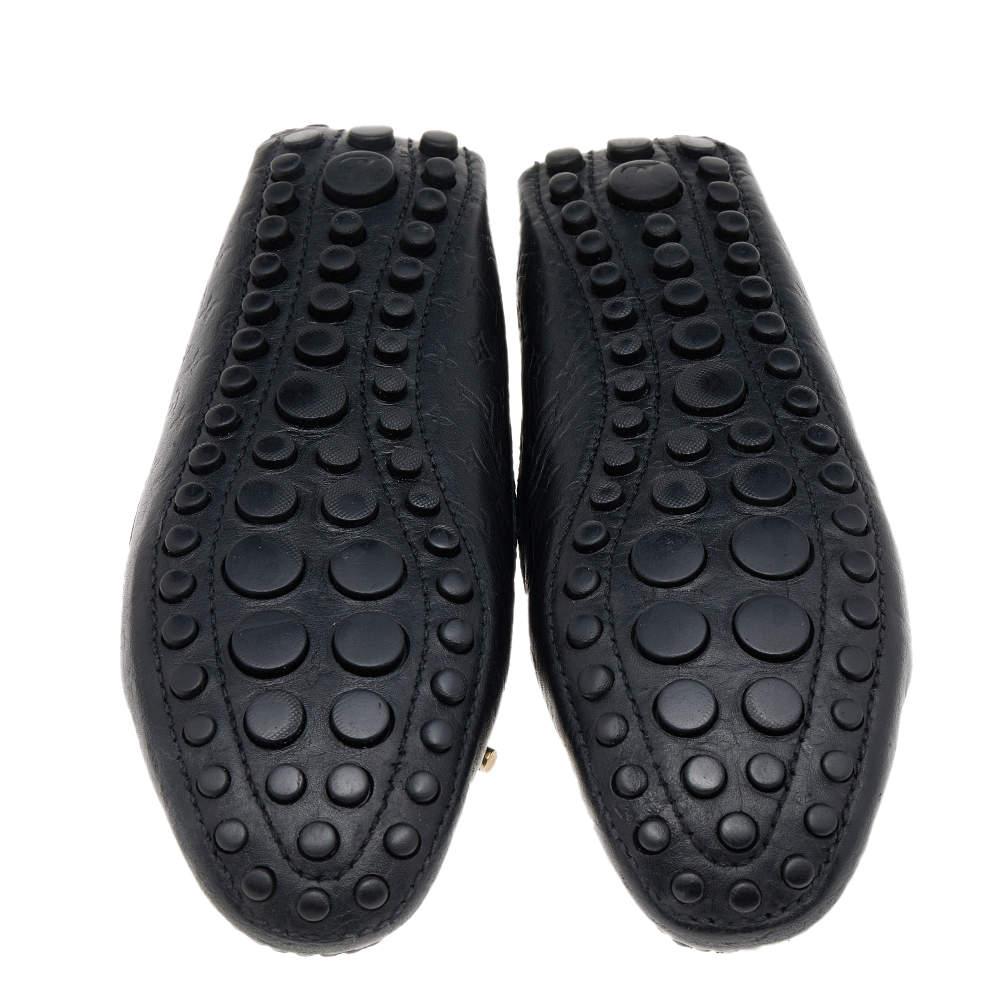 Louis Vuitton Black Monogram Empreinte Leather Gloria Loafers Size 38 For Sale 1