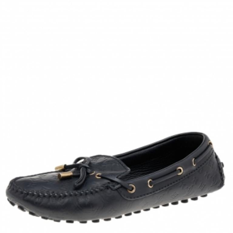 Louis Vuitton Black Monogram Empreinte Leather Gloria Loafers Size 38 2