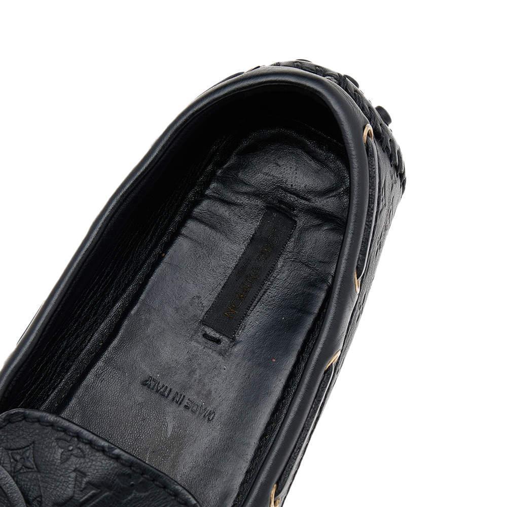 Louis Vuitton Black Monogram Empreinte Leather Gloria Loafers Size 38 For Sale 3