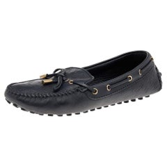 Louis Vuitton Black Monogram Empreinte Leather Gloria Loafers Size 38