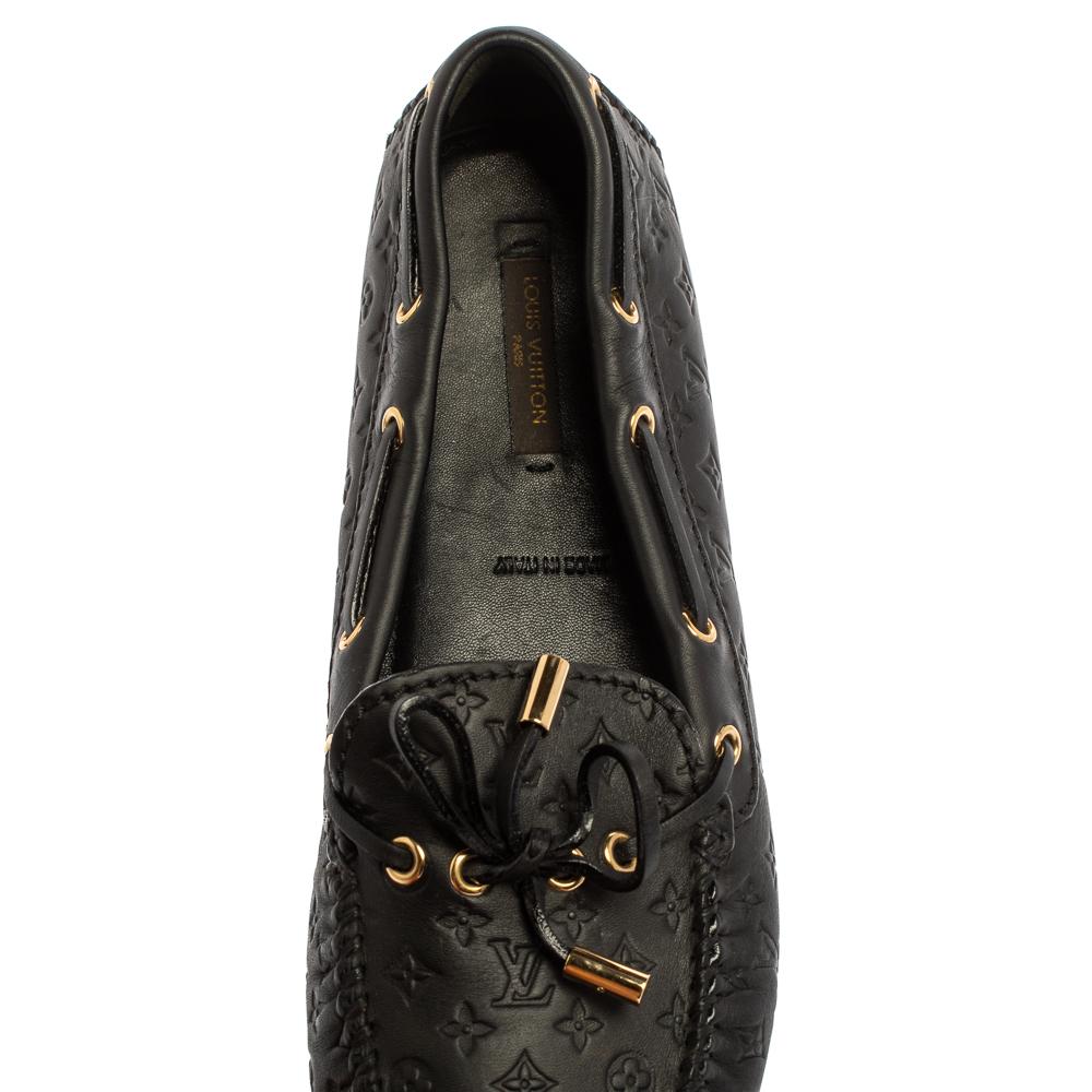 Louis Vuitton Black Monogram Empreinte Leather Gloria Loafers Size 39 2