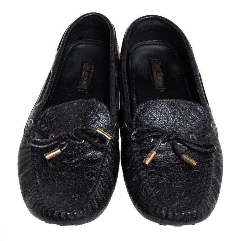 Louis Vuitton Black Monogram Leather Gloria Loafers Size 37 Louis Vuitton