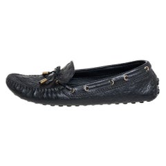Louis Vuitton Black Monogram Empreinte Leather Gloria Slip On Loafers Size 40