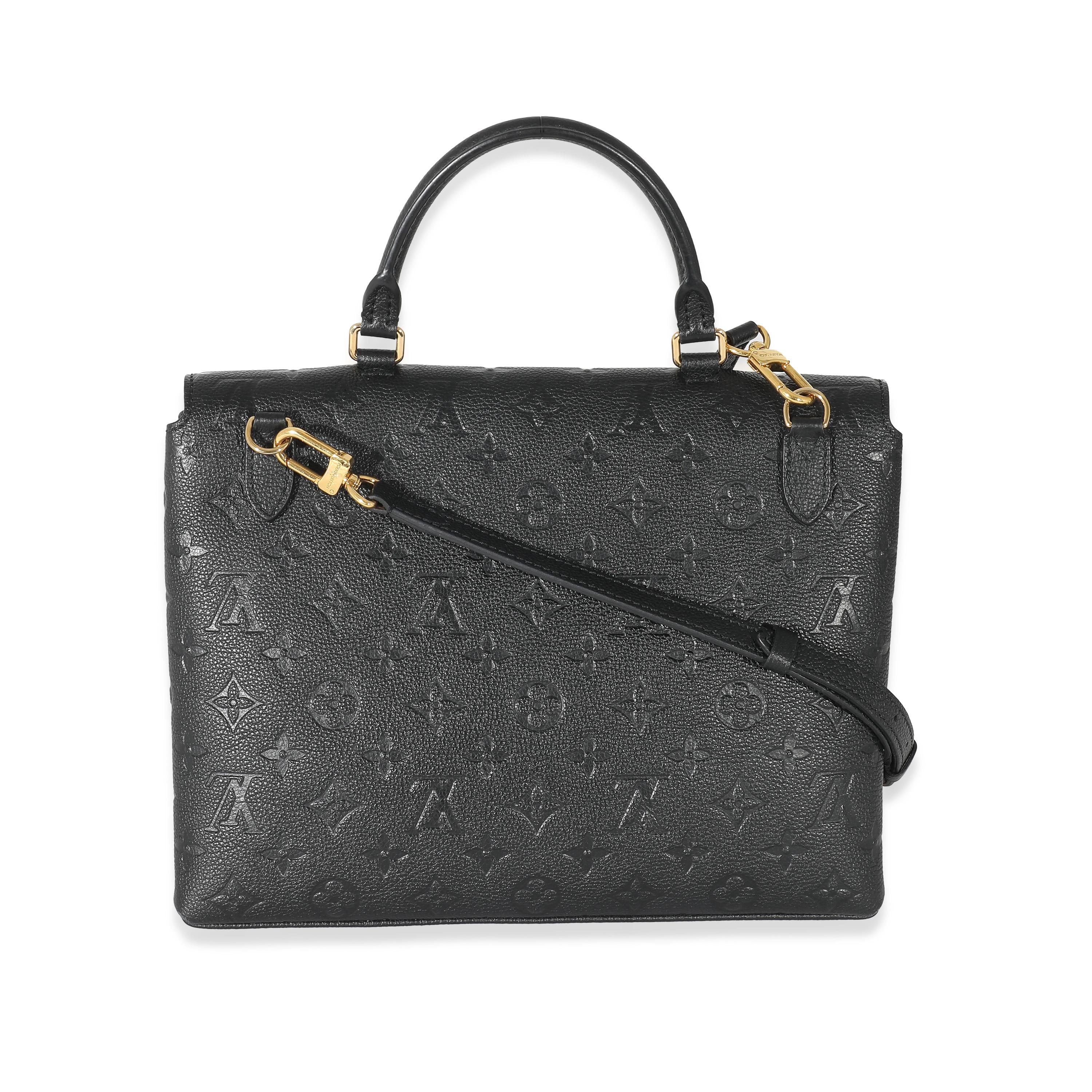 Listing Title: Louis Vuitton Black Monogram Empreinte Leather Marignan
SKU: 133631
MSRP: 2900.00 USD
Condition: Pre-owned 
Handbag Condition: Very Good
Condition Comments: Item is in very good condition with minor signs of wear. Scratching and