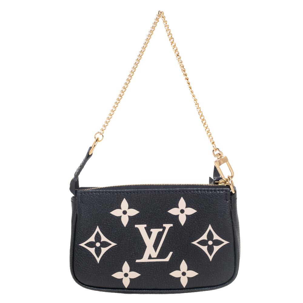 A must-have, Louis Vuitton Pochette Accessoires is a popular bag that deserves to be in your closet. Crafted from Monogram Empreinte leather, the bag comes with a zip-top closure that opens to an Alcantara-lined interior that will hold all your