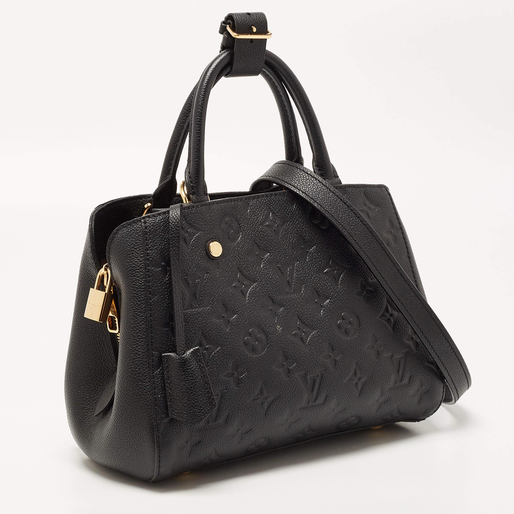 Women's Louis Vuitton Black Monogram Empreinte Leather Montaigne BB Bag