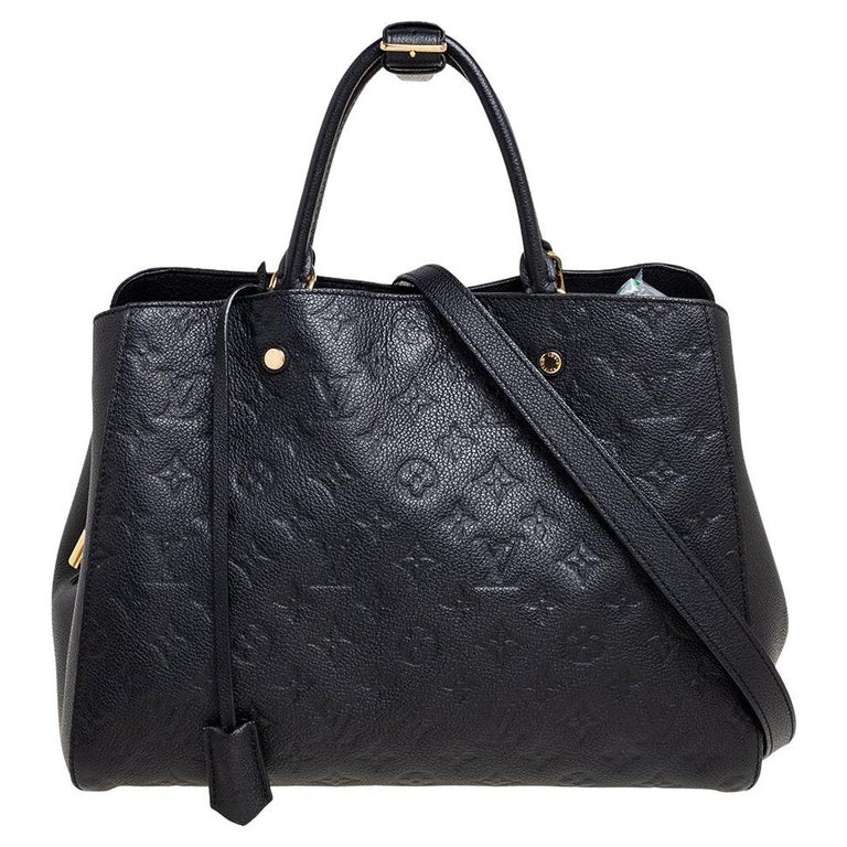 Louis+Vuitton+Montaigne+Shoulder+Bag+MM+Black+Leather for sale