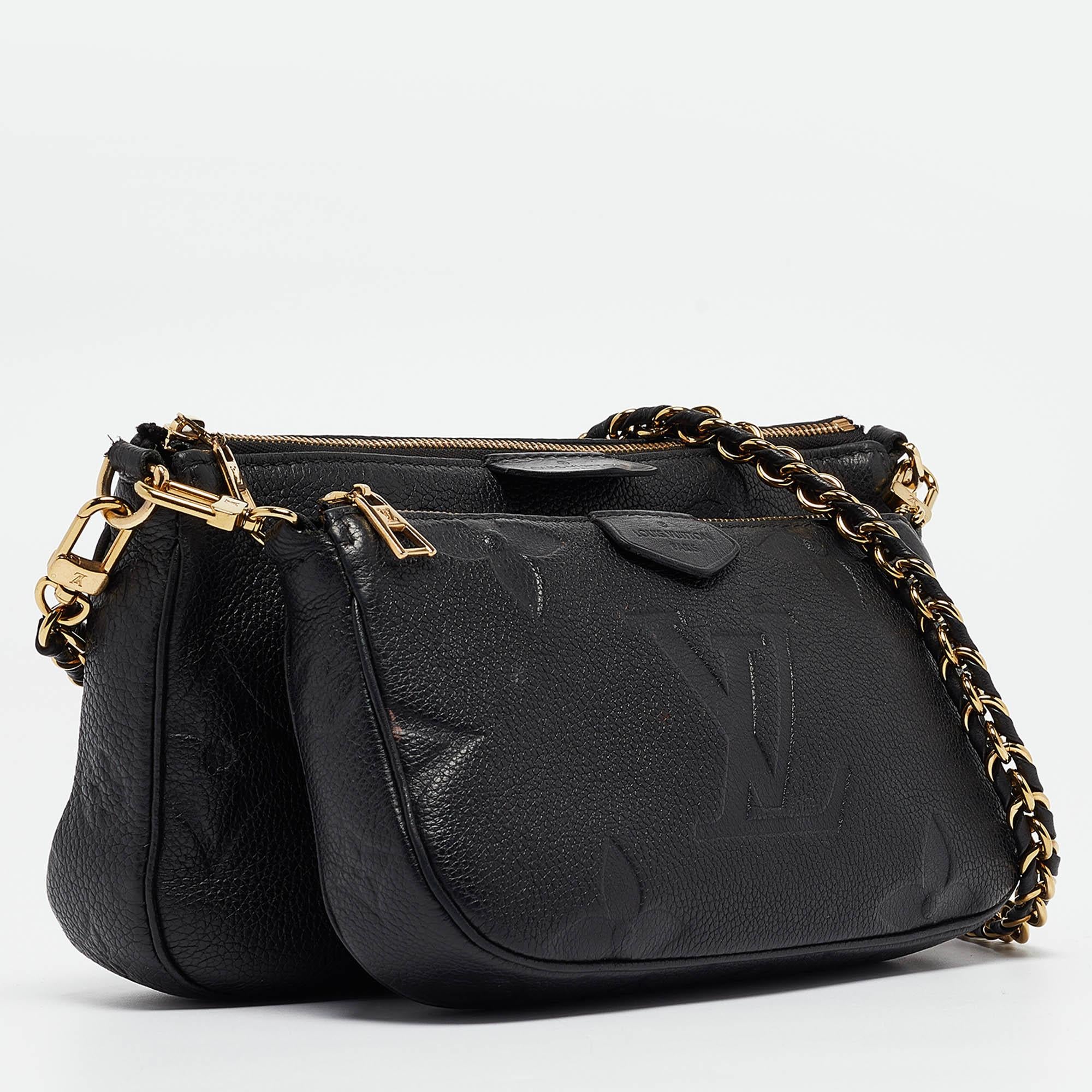 Louis Vuitton Black Monogram Empreinte Leather Multi-Pochette Accessoires Bag In Good Condition In Dubai, Al Qouz 2