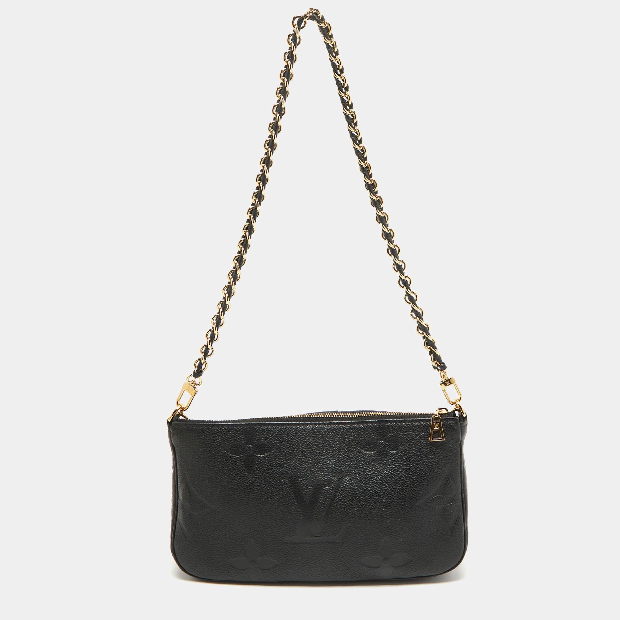 Louis Vuitton's Multi Pochette Accessoires is fabulous creation that has two pouches and a woven chain strap, all detachable. Crafted using Monogram Empreinte leather, the creation is a light and fail-proof style ally.

Includes: Original Dustbag,