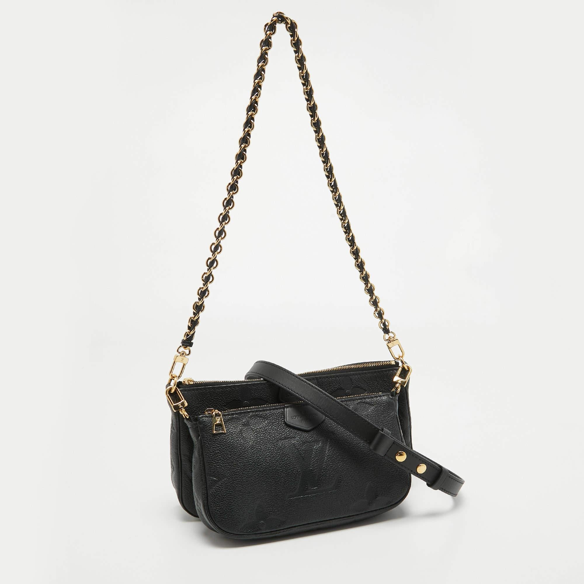 Women's Louis Vuitton Black Monogram Empreinte Leather Multi Pochette Accessoires For Sale