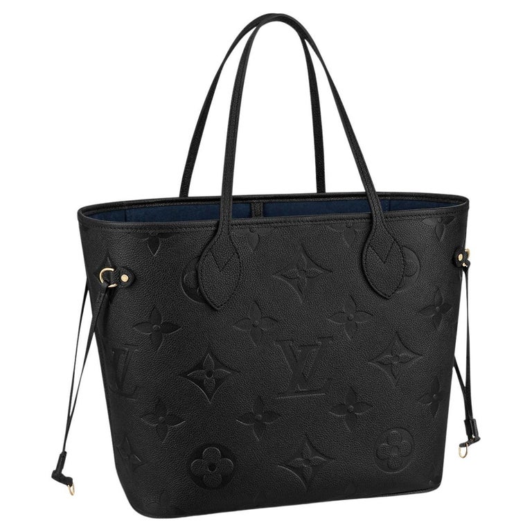 Louis Vuitton Black Monogram Empreinte Leather Neverfull MM Tote Bag ...