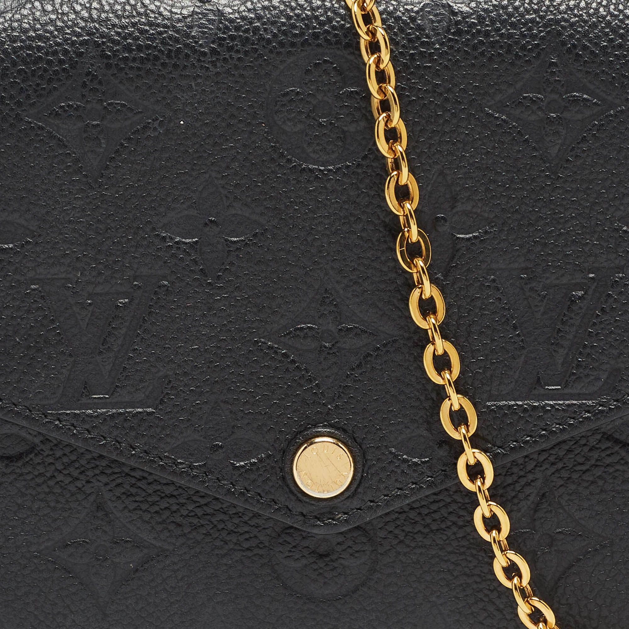 Women's Louis Vuitton Black Monogram Empreinte Leather Pochette Felicie Bag