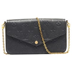Used Louis Vuitton Black Monogram Empreinte Leather Pochette Felicie Bag