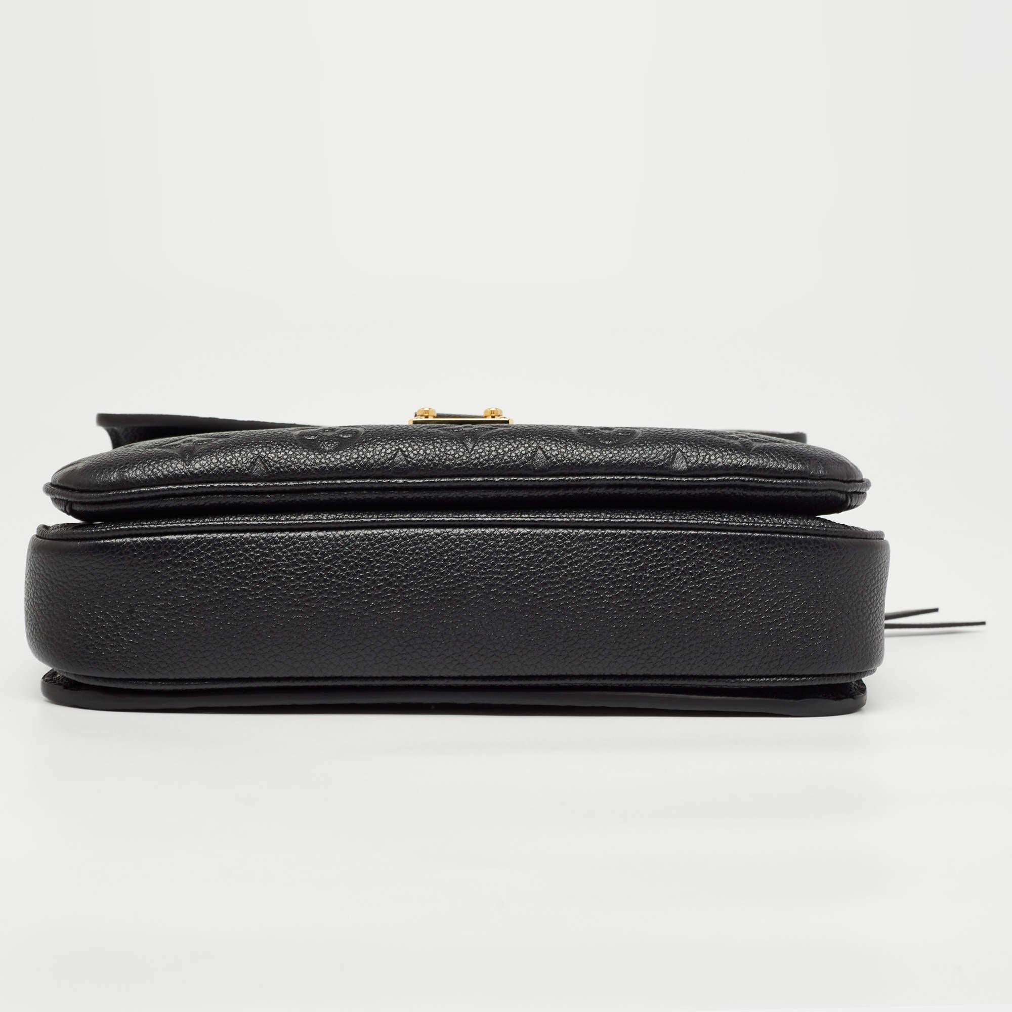 Louis Vuitton Black Monogram Empreinte Leather Pochette Metis Bag In Excellent Condition In Dubai, Al Qouz 2