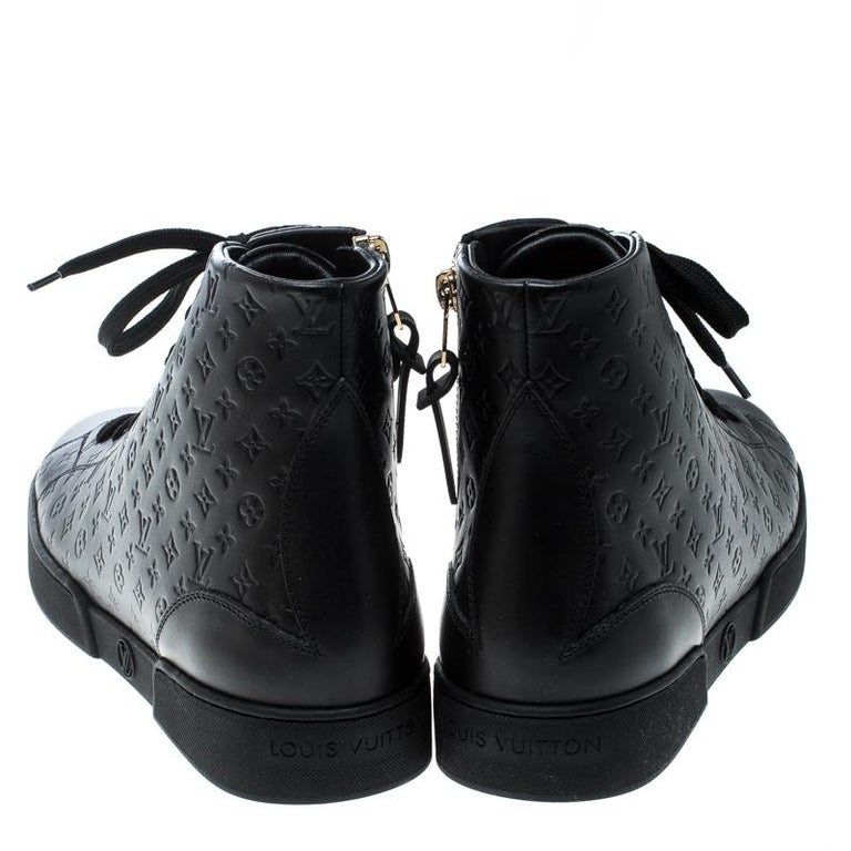 Louis Vuitton Black Monogram Empreinte Leather Punchy High Top Sneakers Size 38 For Sale at 1stdibs