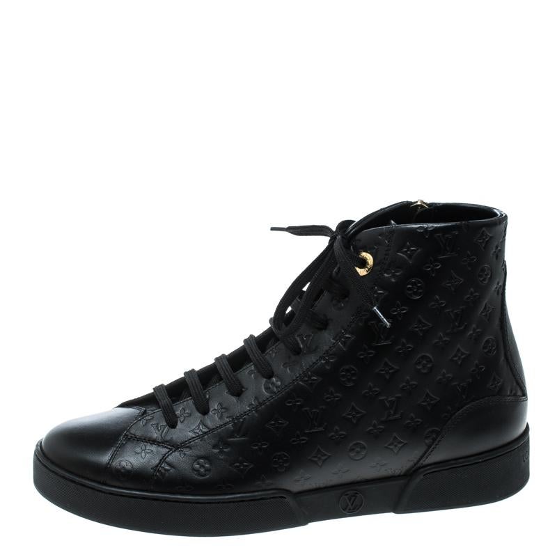 Louis Vuitton Black Monogram Empreinte Leather Punchy High Top Sneakers Size 38 1