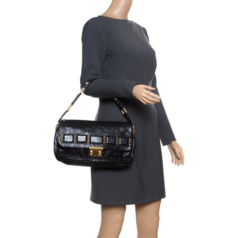 Louis Vuitton Schwarz Monogram Empreinte Leder Rubel Umhängetasche im Zustand „Gut“ in Dubai, Al Qouz 2