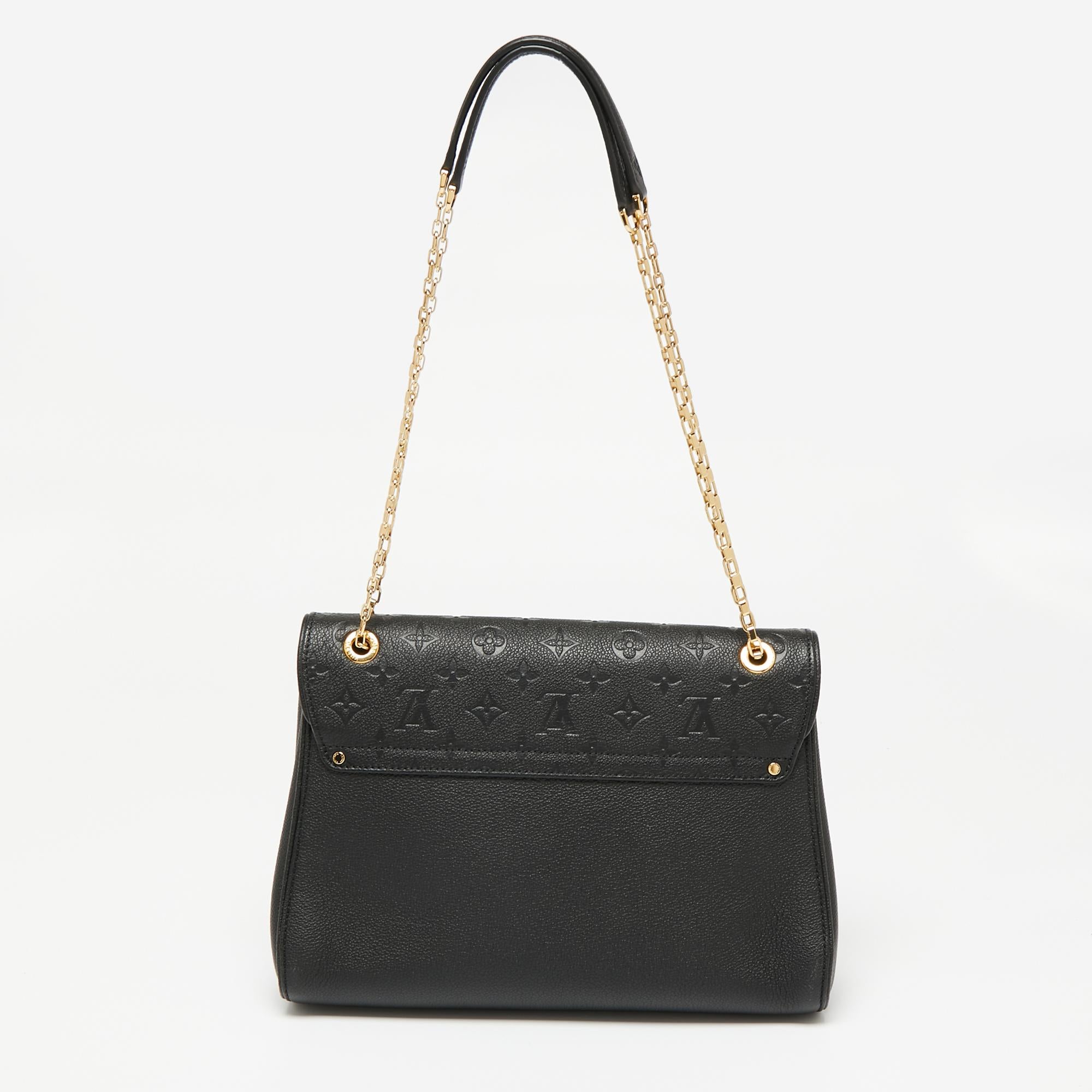 Merged beautifully with signature design, this St Germain MM bag from Louis Vuitton remains globally popular. This irresistible bag not just highlights your impeccable styling choices but also meets your practical demands. It is crafted using black