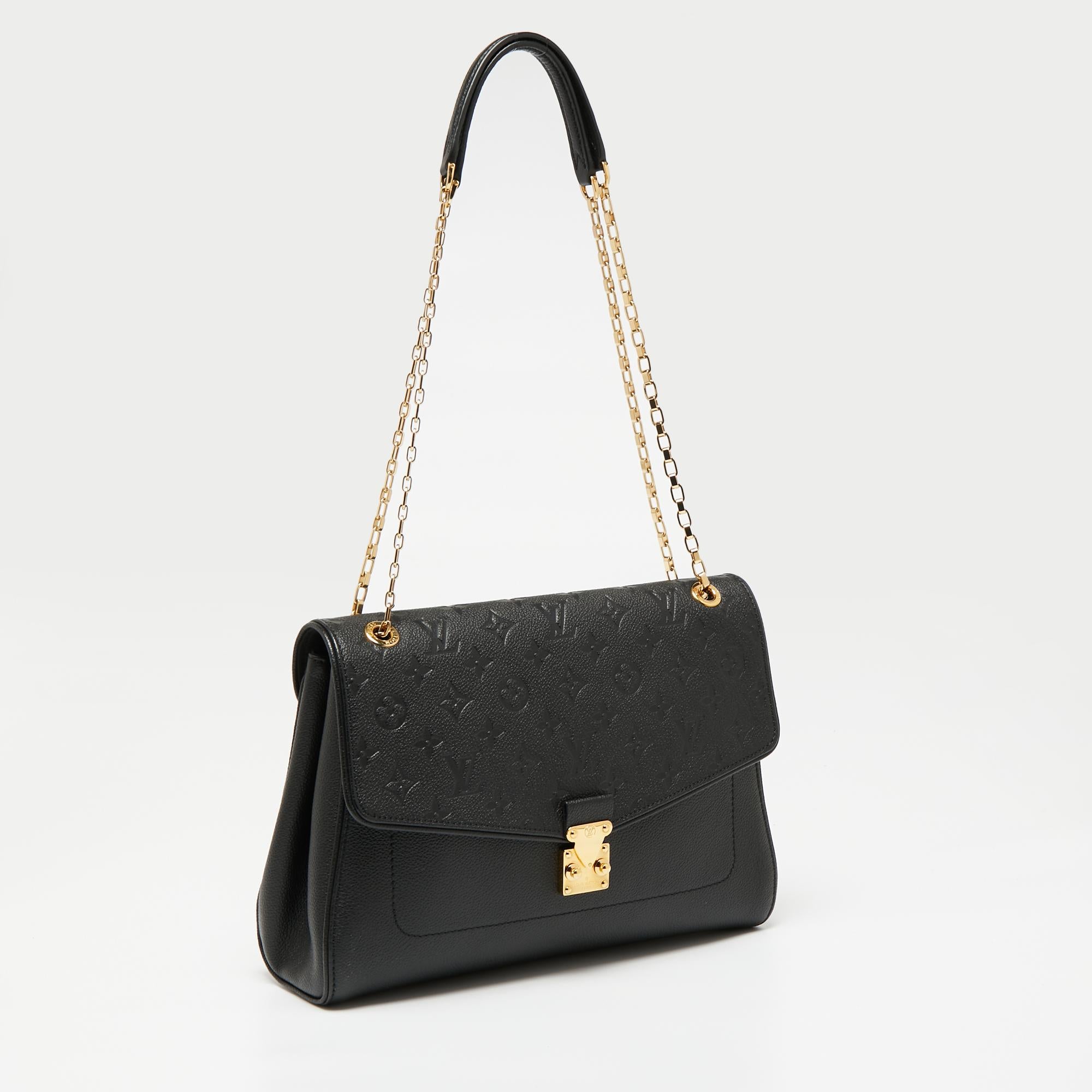 Louis Vuitton Black Monogram Empreinte Leather St Germain MM Bag In Good Condition In Dubai, Al Qouz 2