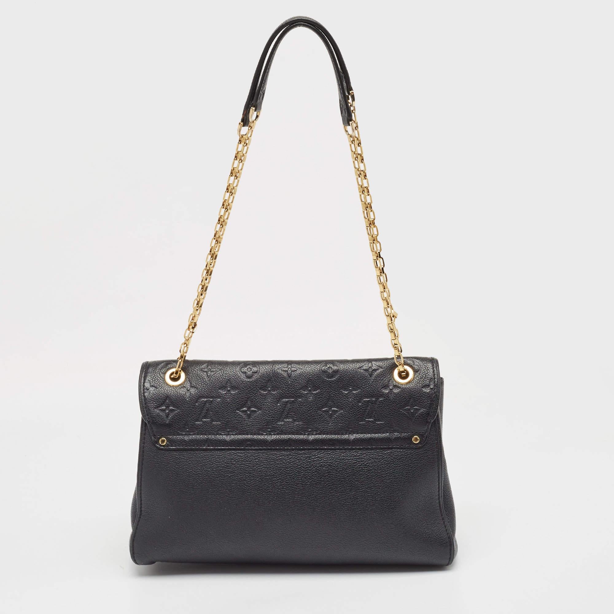 Women's Louis Vuitton Black Monogram Empreinte Leather St Germain MM Bag For Sale
