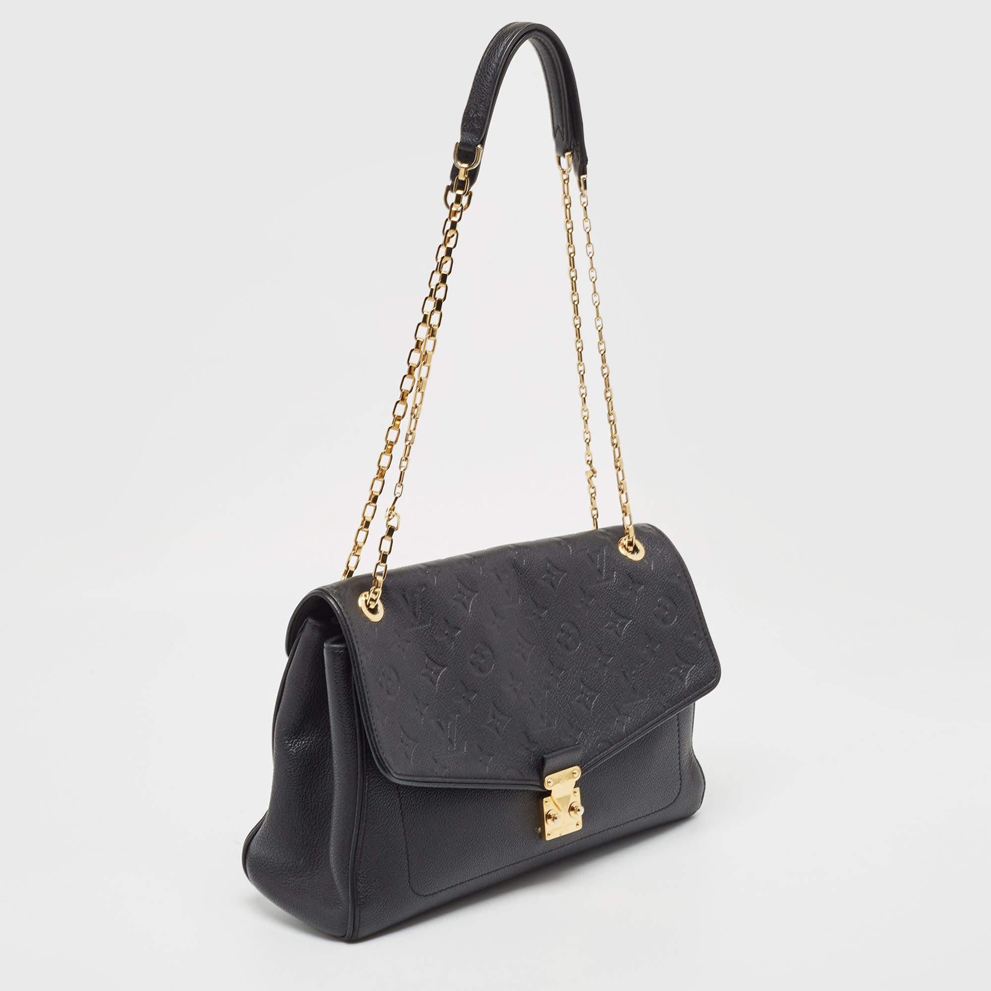 Louis Vuitton Black Monogram Empreinte Leather St Germain MM Bag For Sale 1