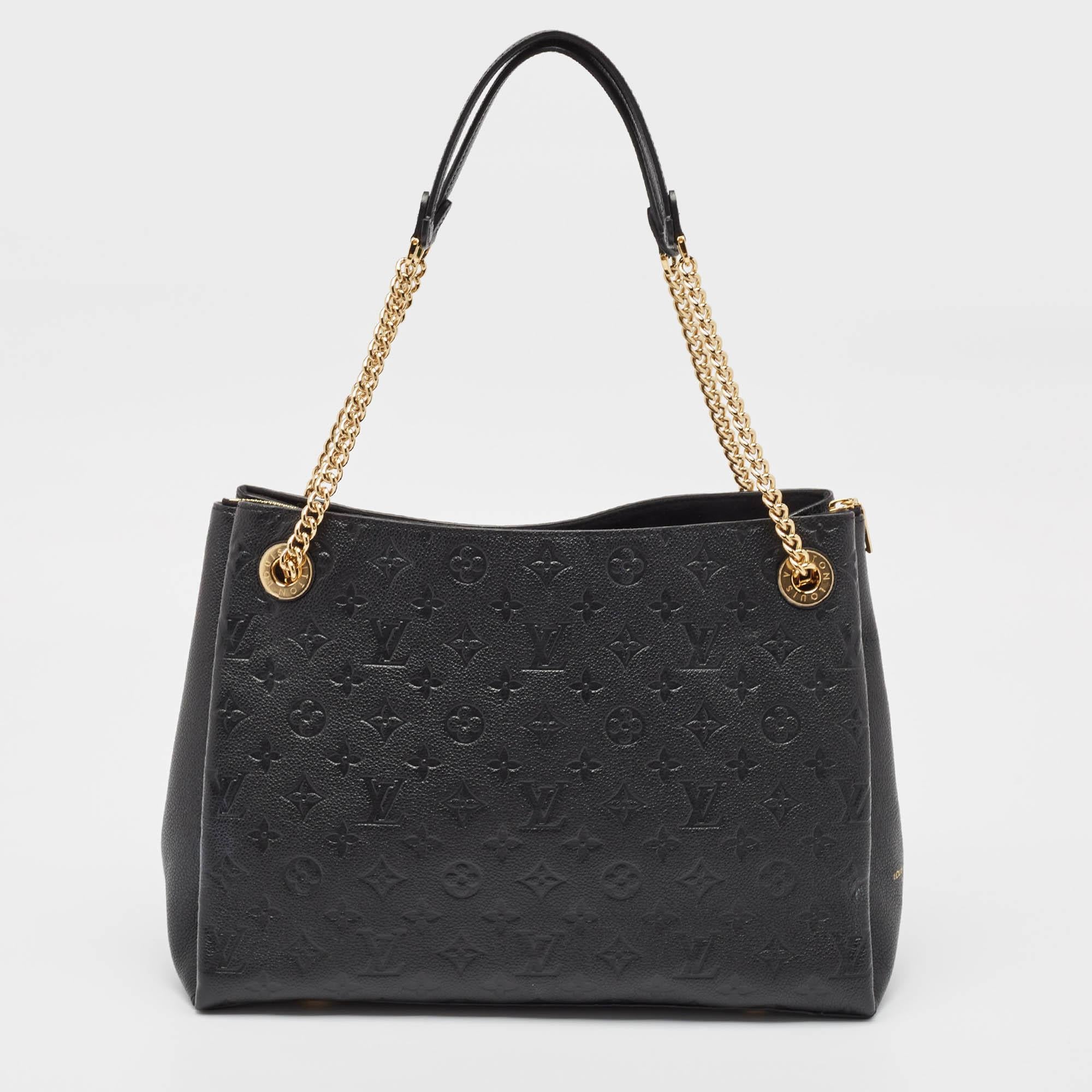 Women's Louis Vuitton Black Monogram Empreinte Leather Surene MM Bag