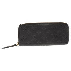 Louis Vuitton Black Monogram Empreinte Leather Zip Around Wallet