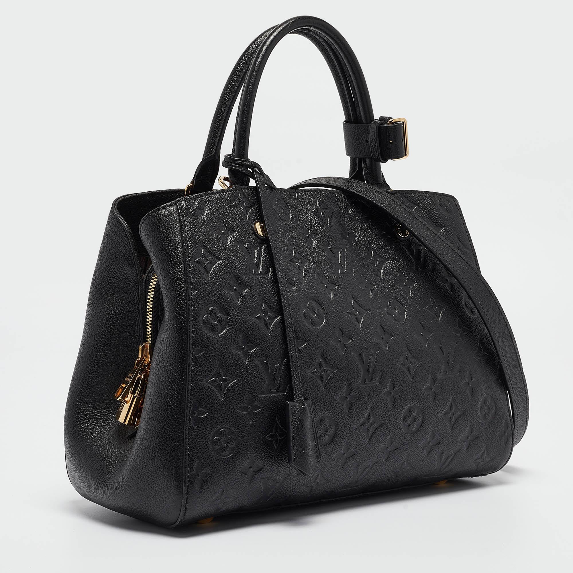 Louis Vuitton Black Monogram Empreinte Montaigne MM Bag In Good Condition In Dubai, Al Qouz 2