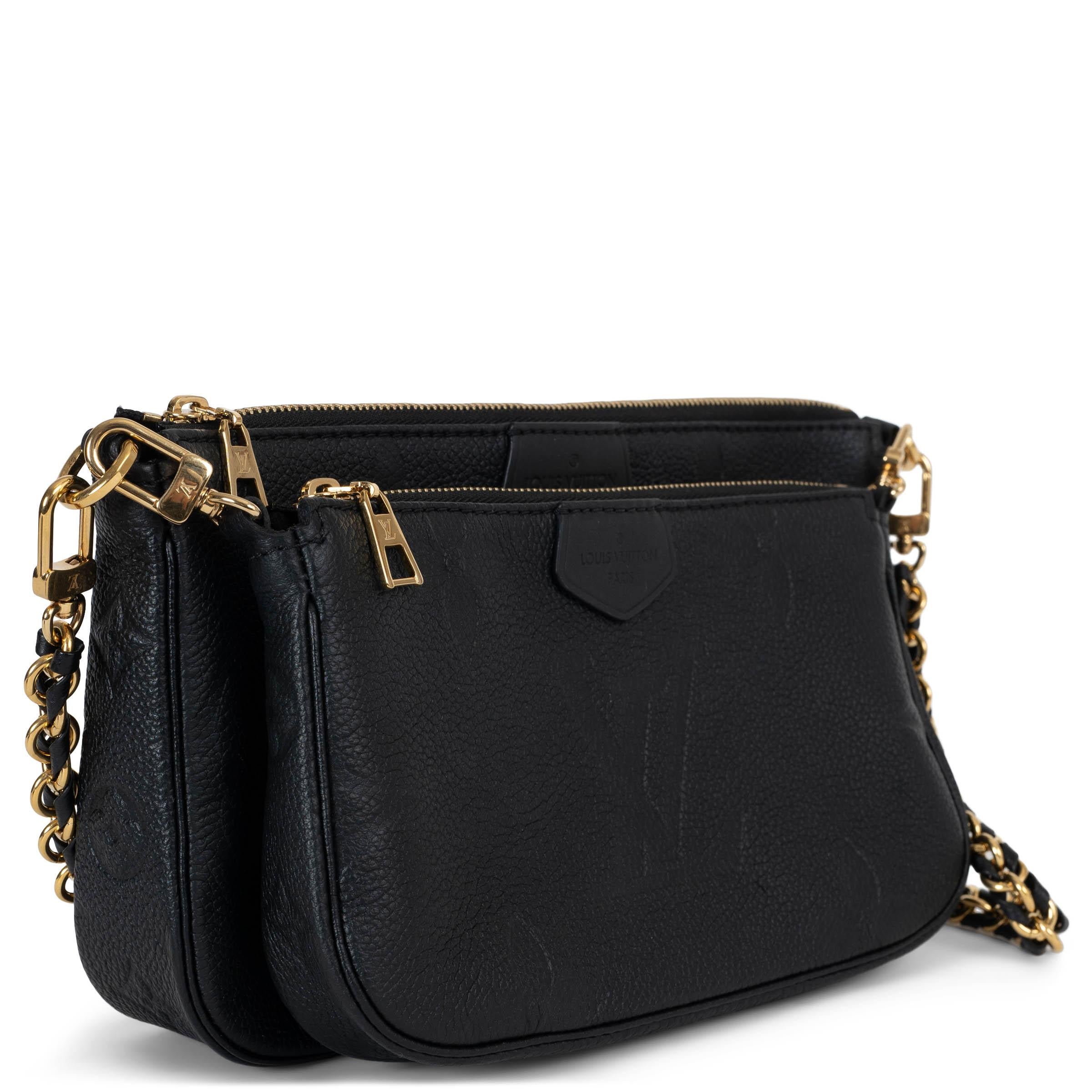 100% authentic This 100% authentic Louis Vuitton Multi Pochette Accessoires bag in black Monogram Empreinte leather offers a modern, versatile take on a classic silhouette. Designed as a two-in-one style, both pouches are fully removable, along with