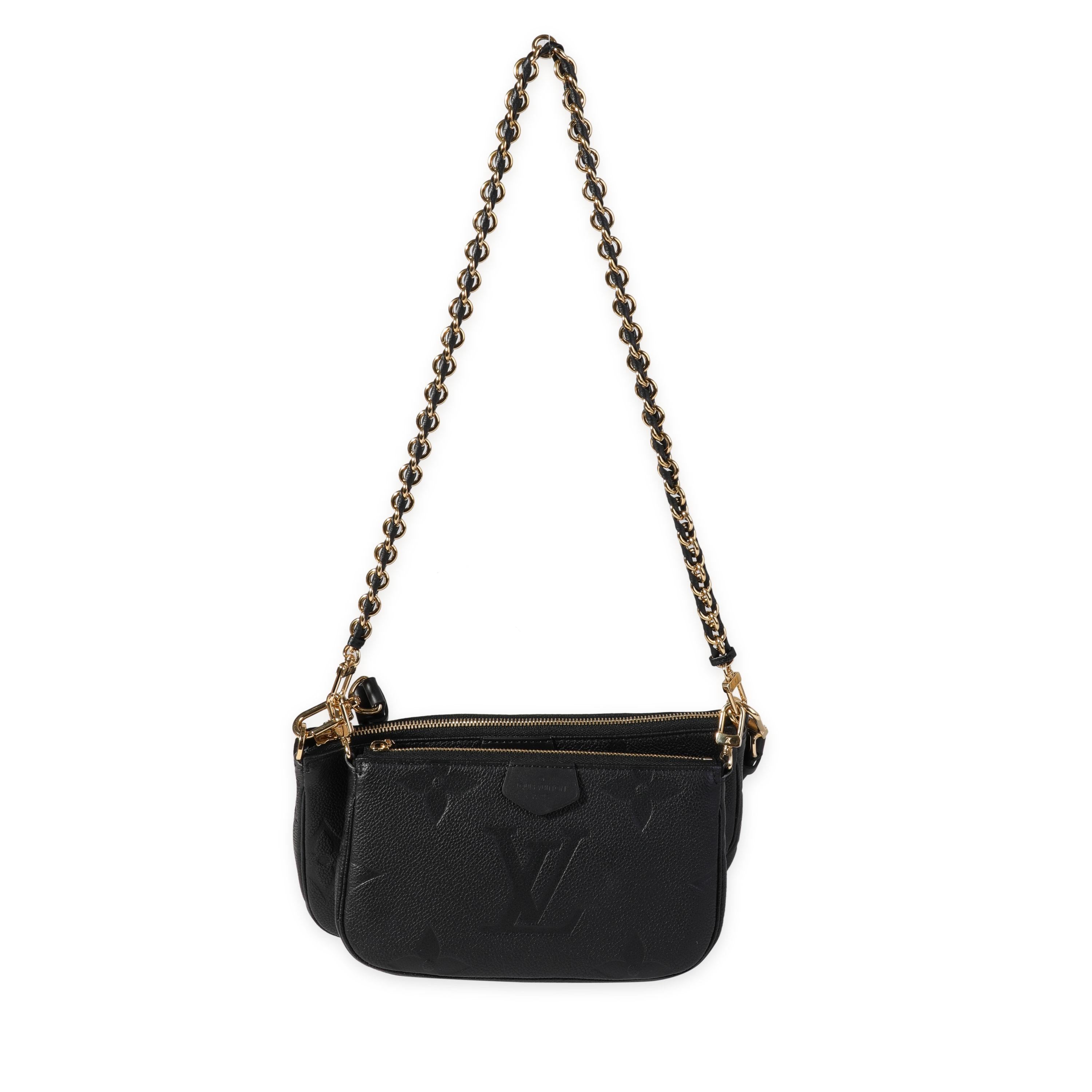 Listing Title: Louis Vuitton Black Monogram Empreinte Multi-Pochette Accessoires
SKU: 119989
MSRP: 2840.00
Condition: Pre-owned (3000)
Handbag Condition: Very Good
Condition Comments: Very Good Condition. Light scuffing to exterior. Light scratching