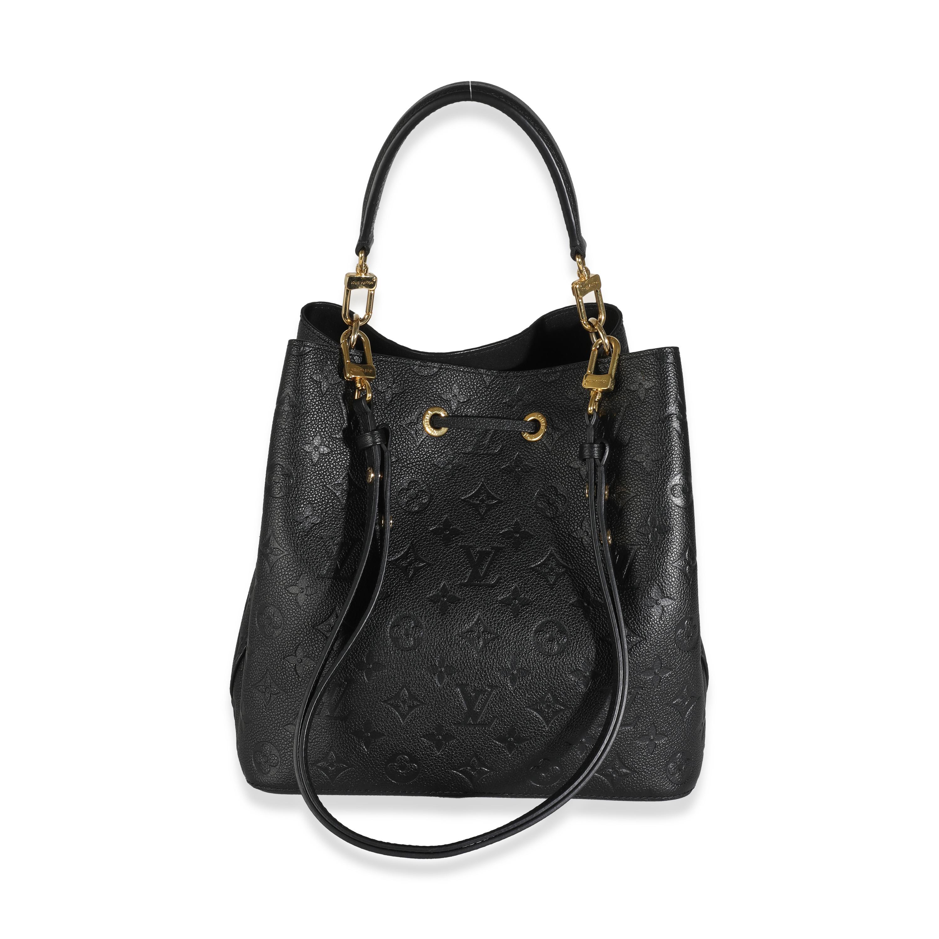 Listing Title: Louis Vuitton Black Monogram Empreinte Neonoe MM
SKU: 144169
MSRP: 2760.00 USD
Condition: Pre-owned 
Handbag Condition: Excellent
Condition Comments: Item is in excellent condition and displays light signs of wear.   Minor corner