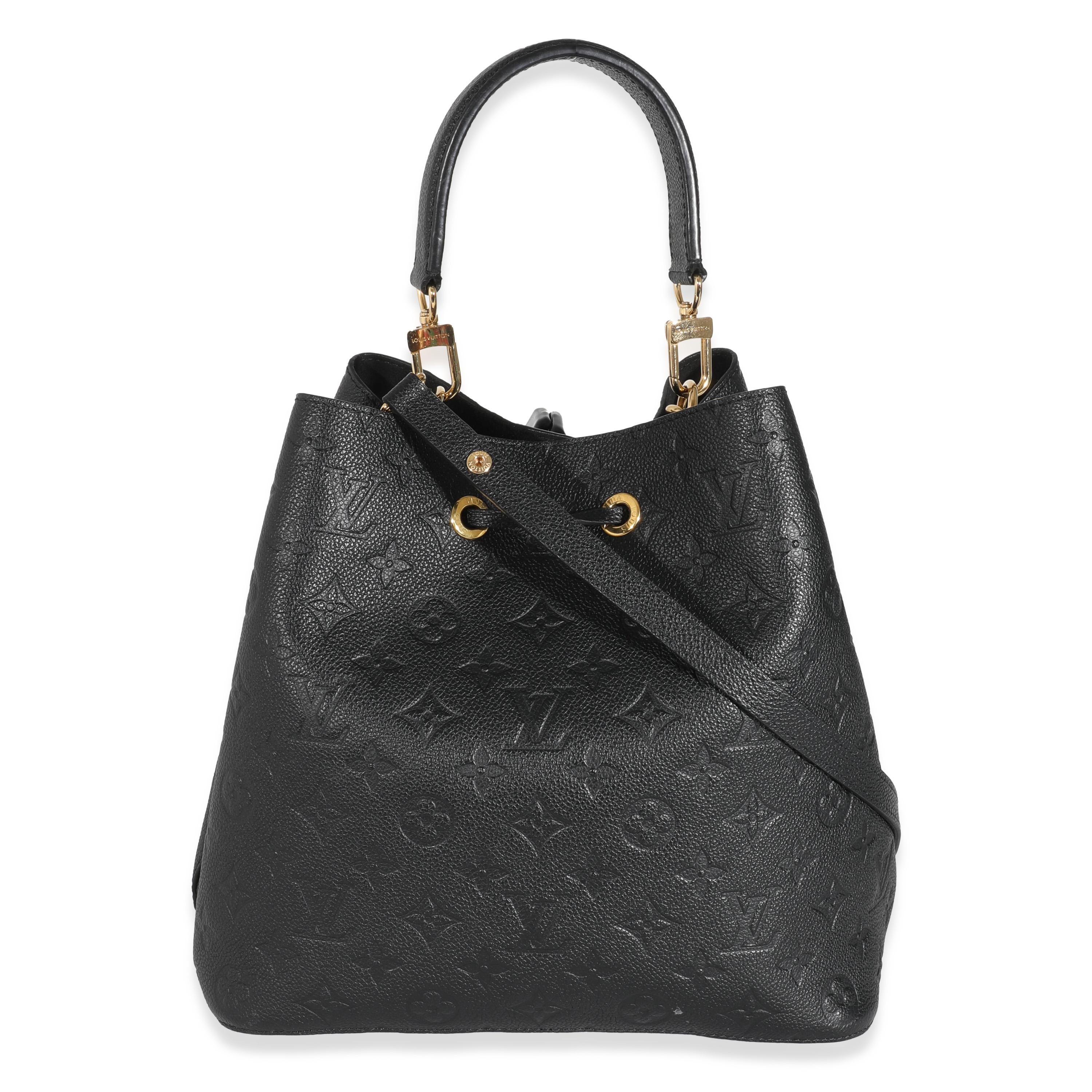 Listing Title: Louis Vuitton Black Monogram Empreinte NéoNoé MM
SKU: 132059
MSRP: 2710.00
Condition: Pre-owned 
Condition Description: Louis Vuitton's Noé bucket bag is a reworked version of one of the House's designs from 1932. Originally created