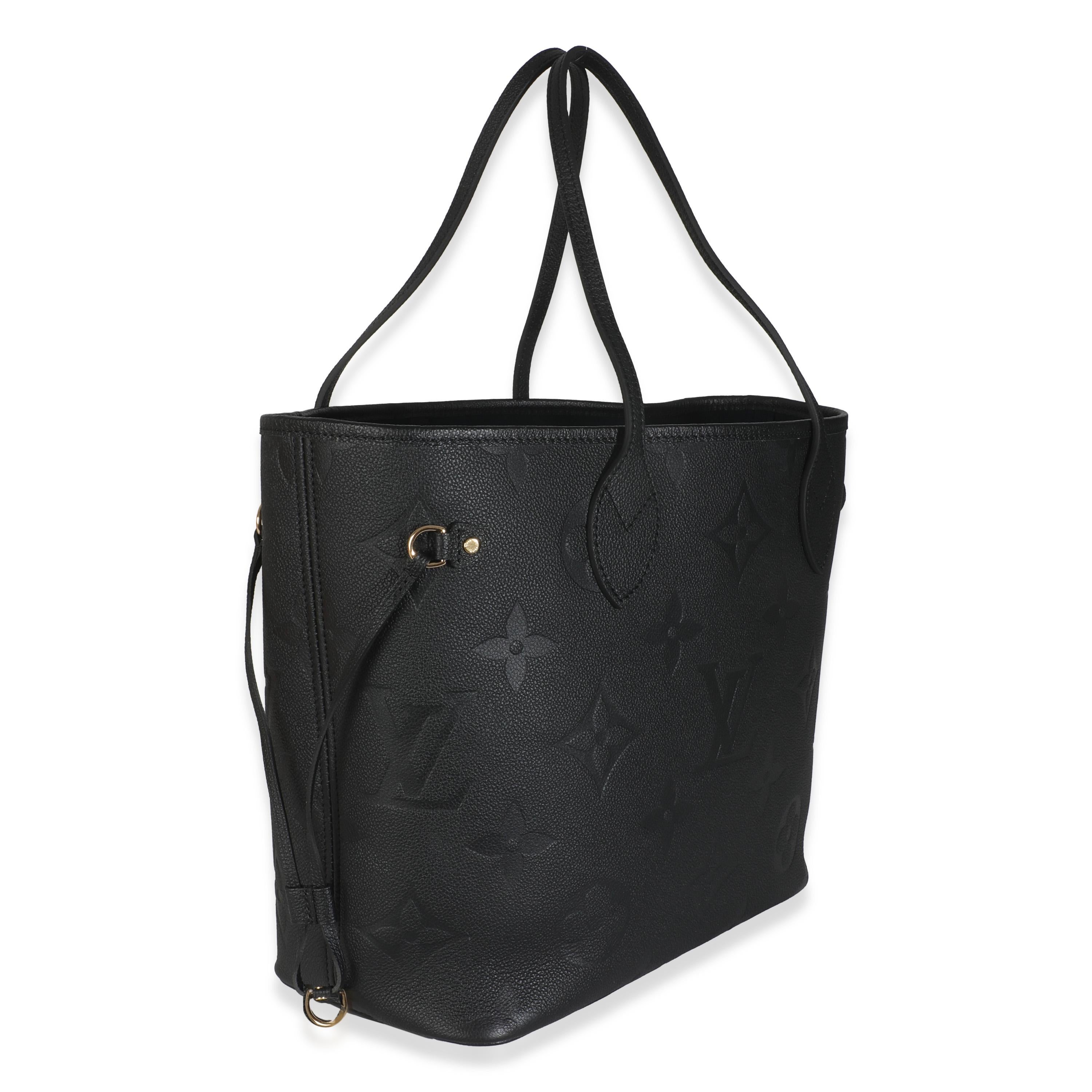 Louis Vuitton Black Monogram Empreinte Neverfull MM In Excellent Condition For Sale In New York, NY