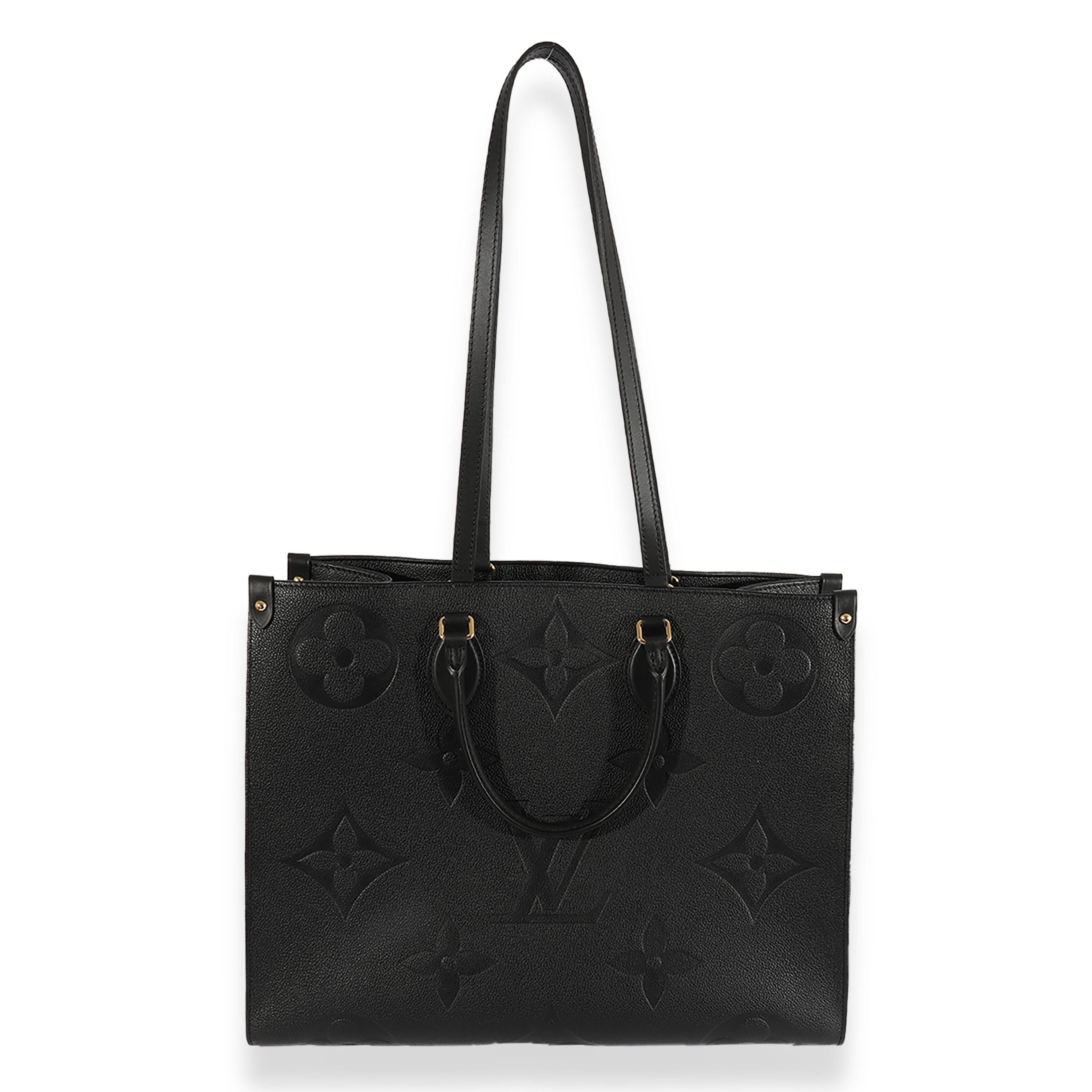 Listing Title: Louis Vuitton Black Monogram Empreinte Onthego GM
SKU: 124254
MSRP: 3500.00
Condition: Pre-owned 
Handbag Condition: Mint
Condition Comments: Mint Condition. No visible signs of wear.  Final sale.
Brand: Louis Vuitton
Model: